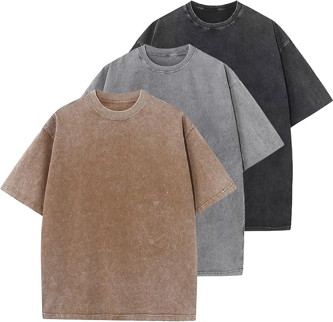 Men's Cotton T-Shirts Oversized Unisex Short Sleeves Casual Loose Wash Solid Basic Tee Top