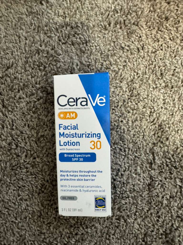 CeraVe AM Morning Facial Moisturizing Lotion SPF 30 Oil-Free with Sunscreen – Daily Face Moisturizer for Normal to Dry Skin