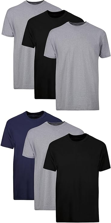 Men's Undershirt Packs, Stay-Tucked Soft Cotton Undershirts, Best Undershirts for Men, White/Black/Asstd Multipack