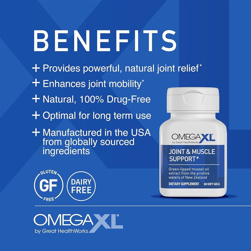 OmegaXL Joint Support Supplement 120 Count – Natural Green Lipped Mussel Oil Softgels for Mobility, Muscle & Joint Comfort Support