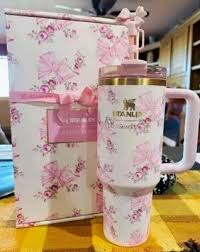 Stanley x LoveShackFancy Holiday Quencher 40 oz Tumbler – Rosa Beaux Pink | Limited Edition Insulated Bottle