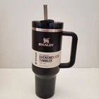 40oz Green & Black Stainless Steel Insulated Tumbler with Handle & Straw