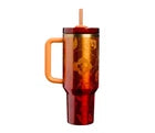 40oz Floral Stainless Steel Insulated Tumbler with Handle & Straw – Vacuum Travel Mug